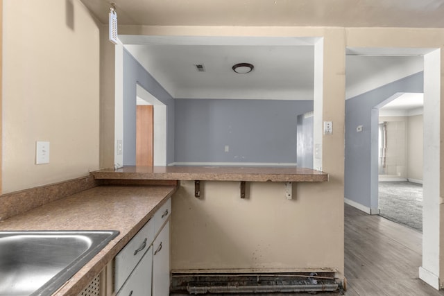 kitchen with sink and light wood-type flooring