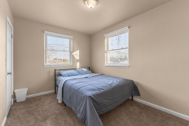 carpeted bedroom with multiple windows