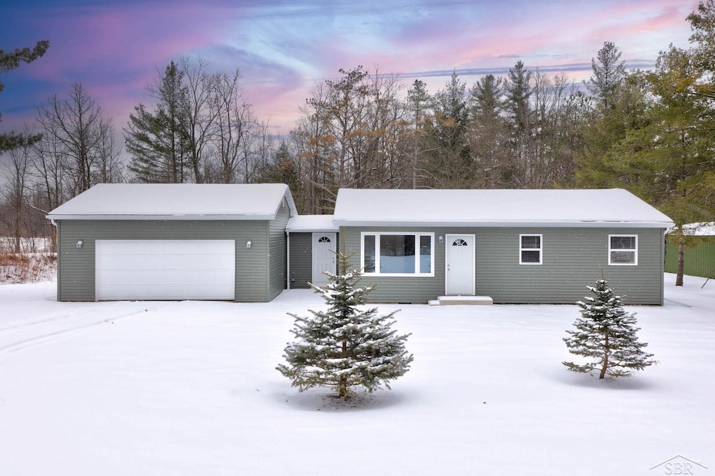 view of front of property with a garage