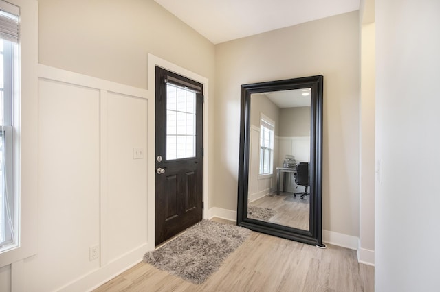 entryway with light wood-type flooring