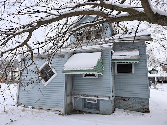 view of snow covered exterior