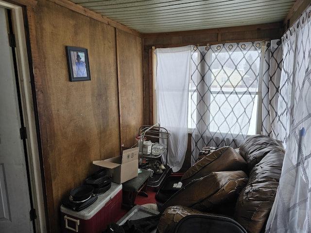 miscellaneous room with wooden walls