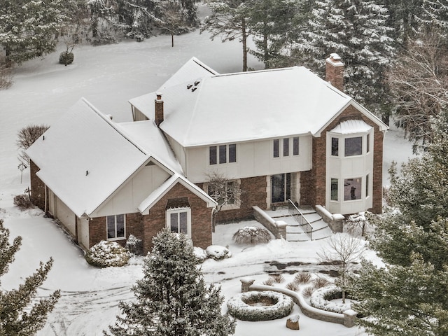 view of snowy aerial view