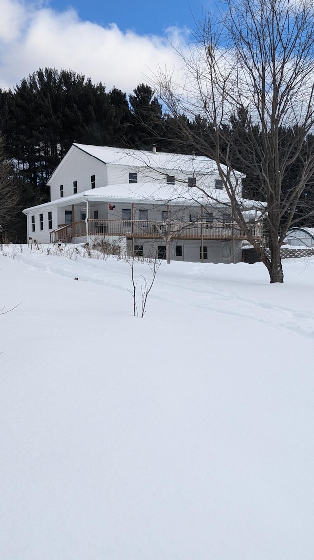 view of snow covered exterior