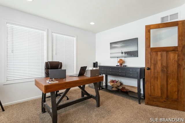 view of carpeted office