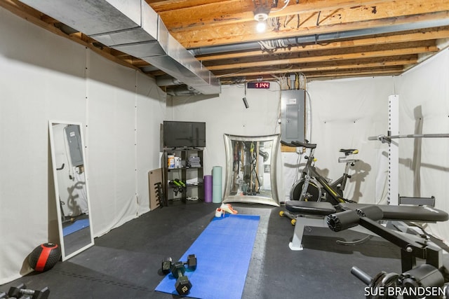 workout room with electric panel