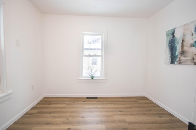 spare room featuring wood-type flooring