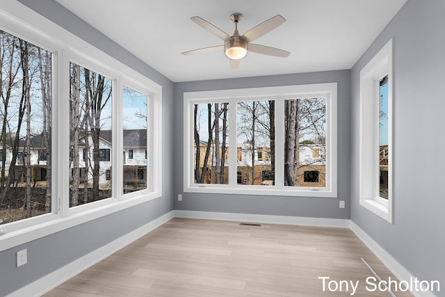 interior space with visible vents, wood finished floors, and a wealth of natural light