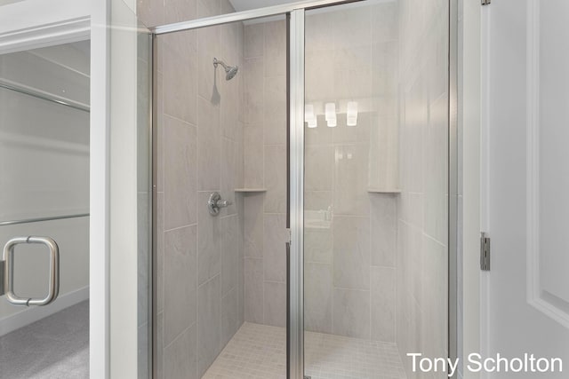 bathroom featuring a shower stall