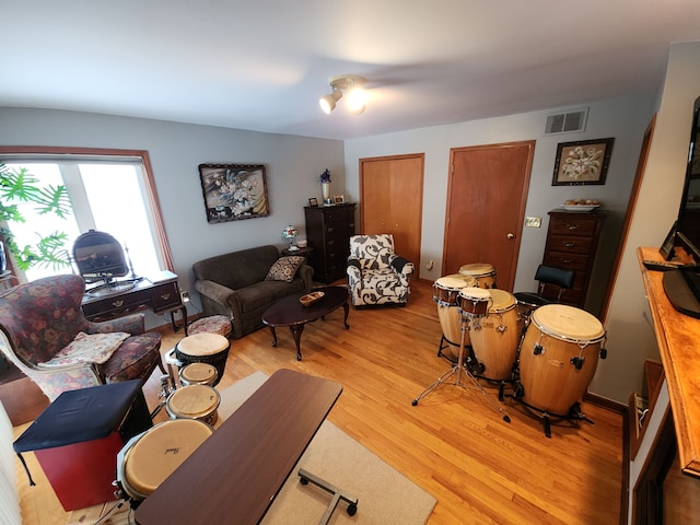 living room featuring light hardwood / wood-style floors