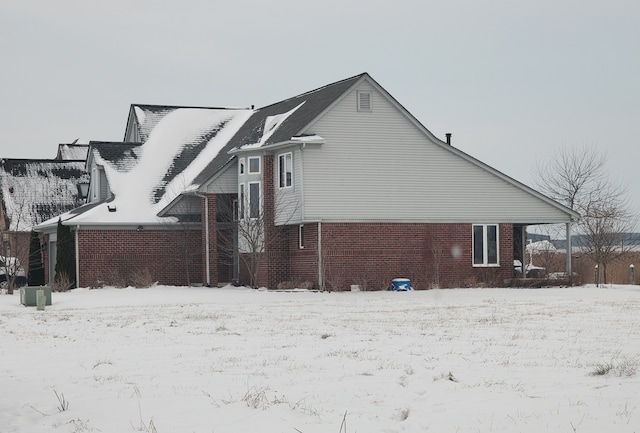 view of snow covered exterior