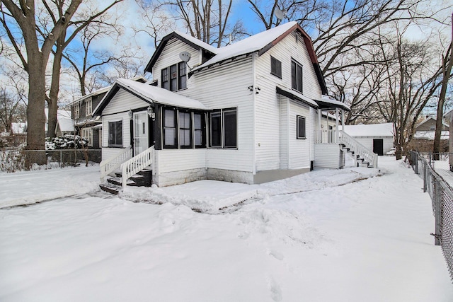 view of snowy exterior