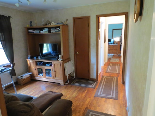 living room with light hardwood / wood-style floors