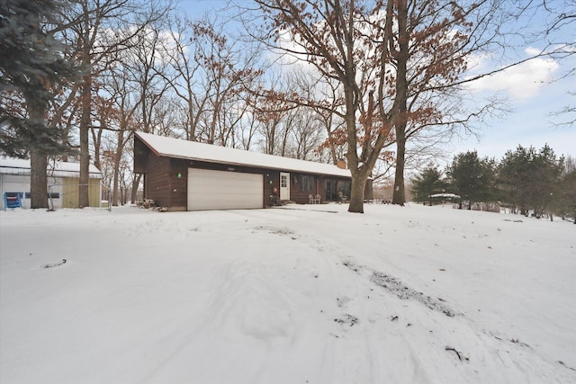 exterior space with a garage