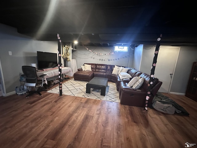 living room with hardwood / wood-style floors