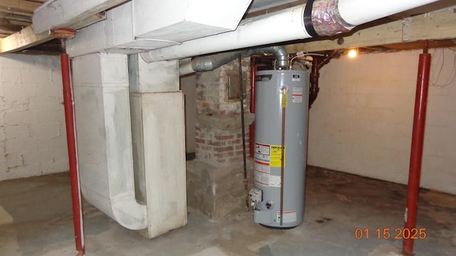 basement with water heater