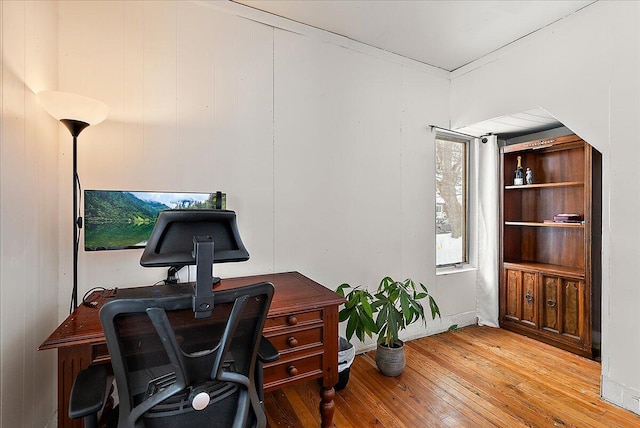 office space featuring hardwood / wood-style floors