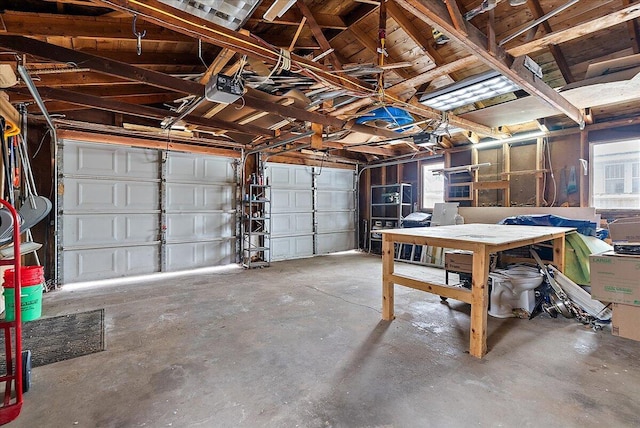 garage with a garage door opener