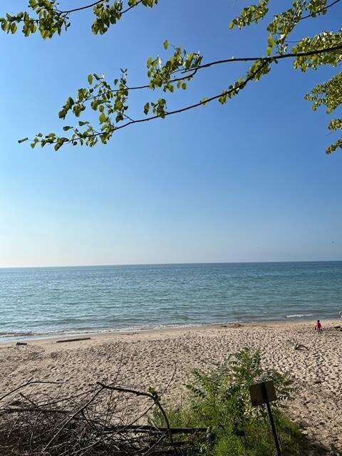 view of water feature featuring a view of the beach