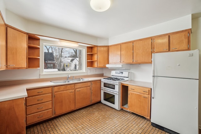 kitchen featuring sink and white appliances