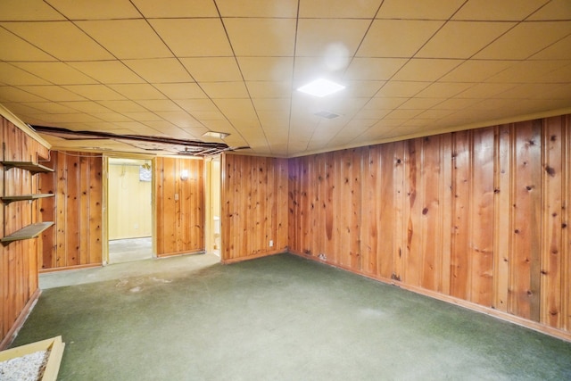 basement with carpet flooring