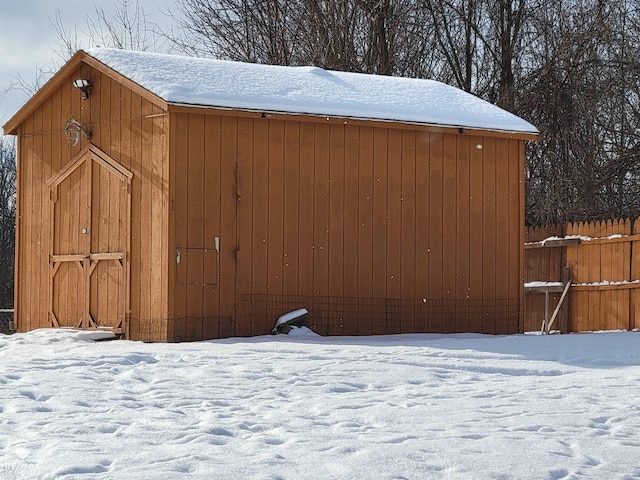 view of snow covered structure