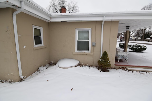 view of snowy exterior