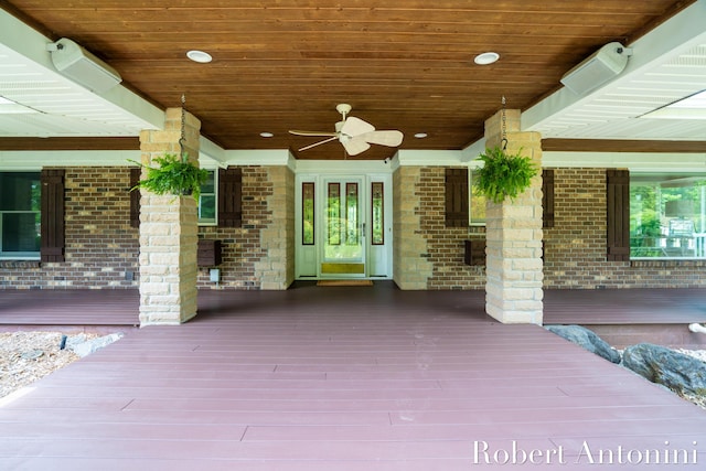 view of patio / terrace featuring ceiling fan