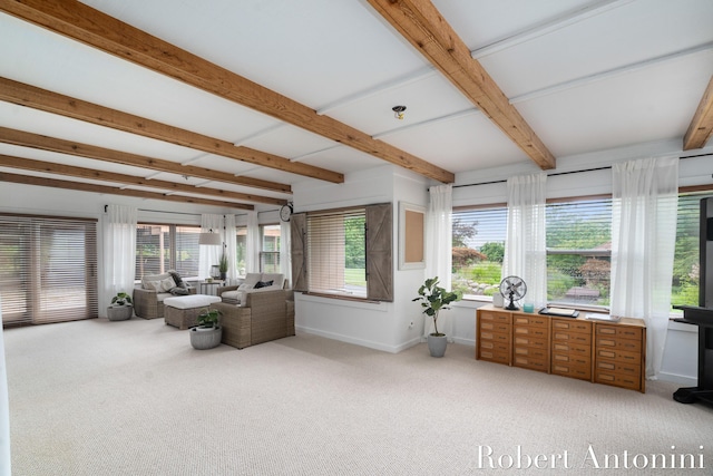 sunroom / solarium with beam ceiling