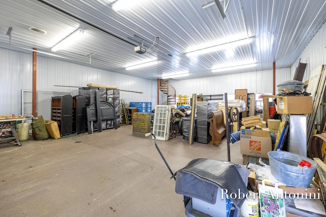 garage with a garage door opener