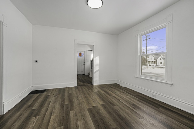 unfurnished room with dark hardwood / wood-style floors