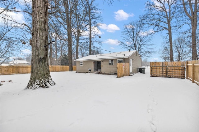 view of snow covered property