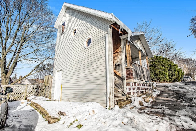 view of snowy exterior