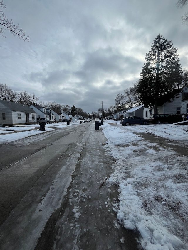 view of road featuring a residential view