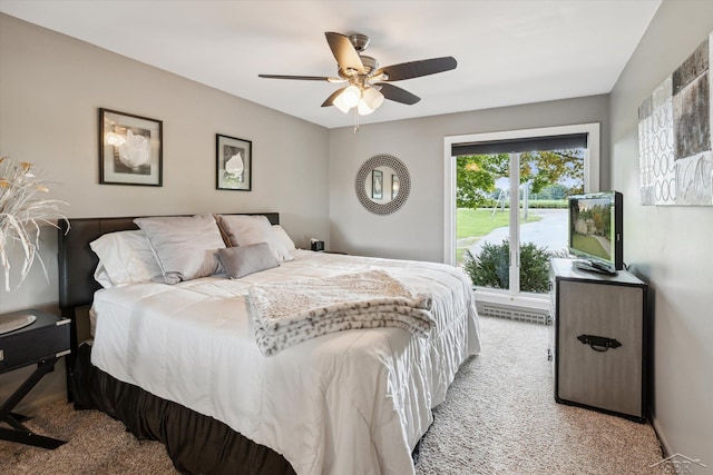 bedroom featuring ceiling fan and carpet flooring