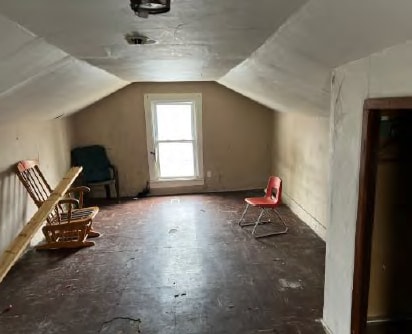 bonus room with lofted ceiling