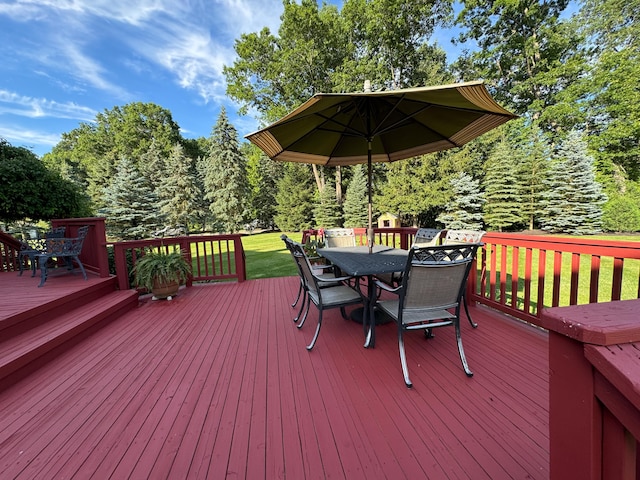 deck with a lawn