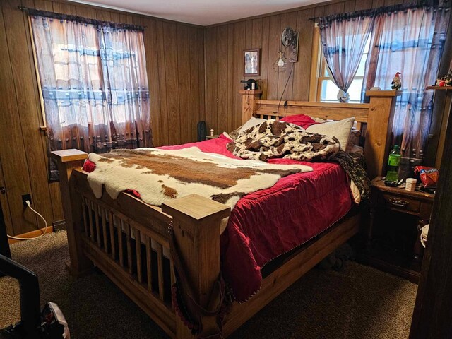 3593 Southern Dr, Hart, MI 49420 - carpeted bedroom featuring wood walls