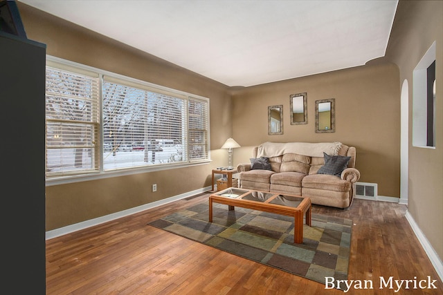 living room featuring hardwood / wood-style flooring