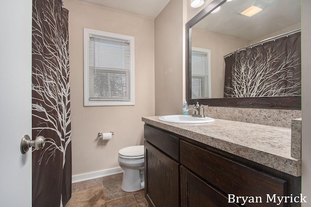 bathroom with toilet and vanity