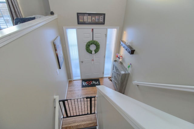 entryway with hardwood / wood-style floors