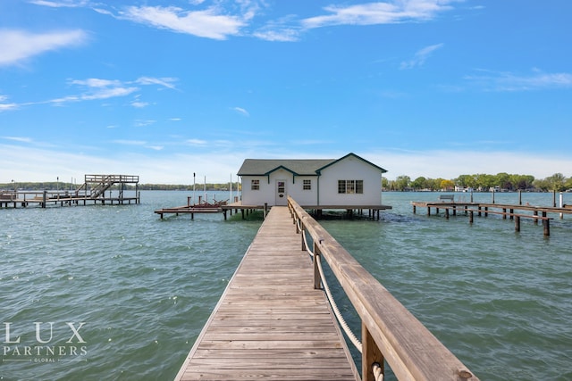 view of dock featuring a water view