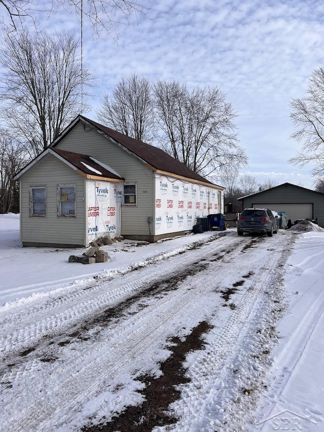 view of snow covered exterior