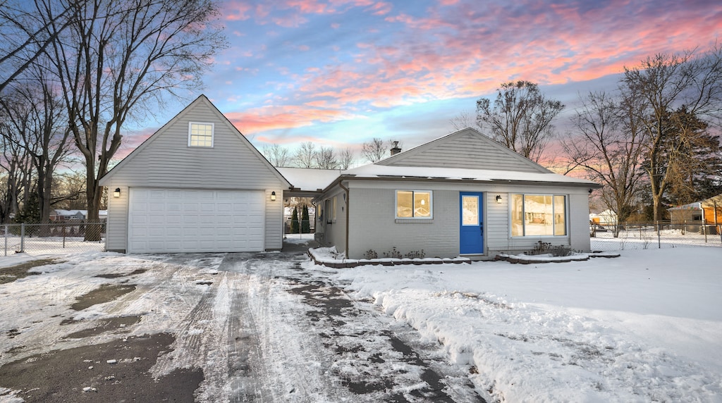 view of front of house with a garage