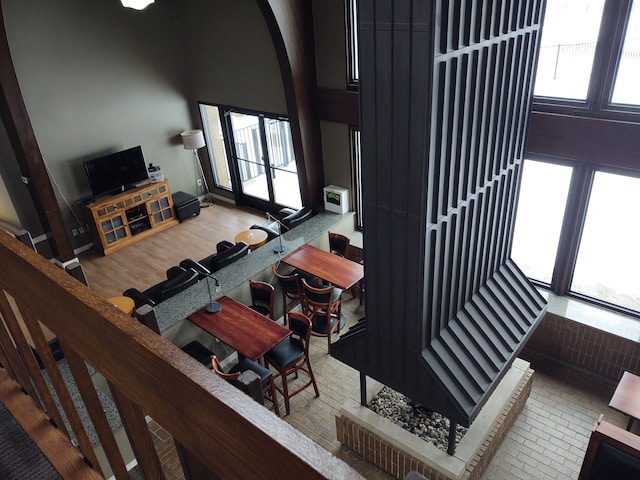 living room with hardwood / wood-style flooring