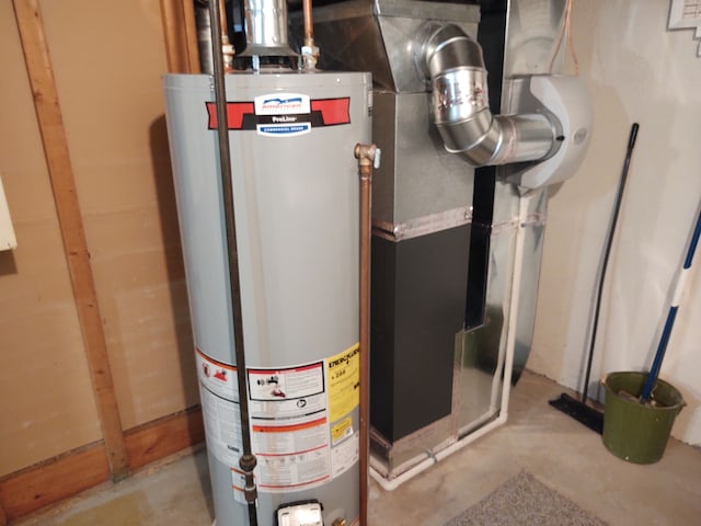 utility room featuring water heater