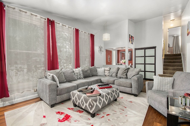 living room featuring hardwood / wood-style flooring