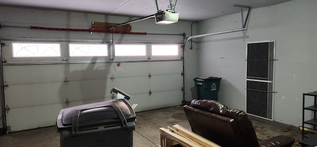 garage with a garage door opener