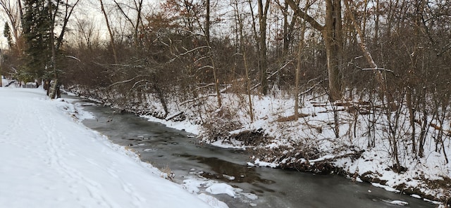 view of snow covered land