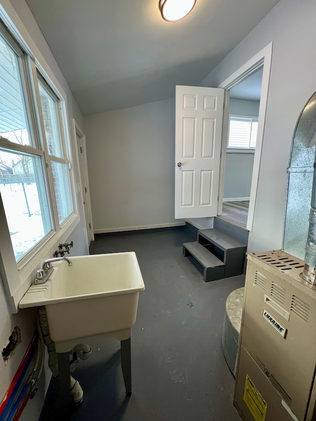 bathroom with concrete floors